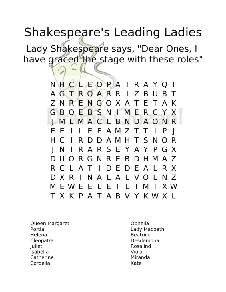 Shakespeare Leading Ladies Acrostic